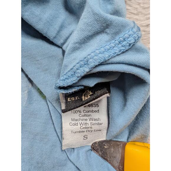 Christian Audigier Y2K All Over Print Blue Shirt SMALL Faith Graphic Made in USA - Picture 3 of 6